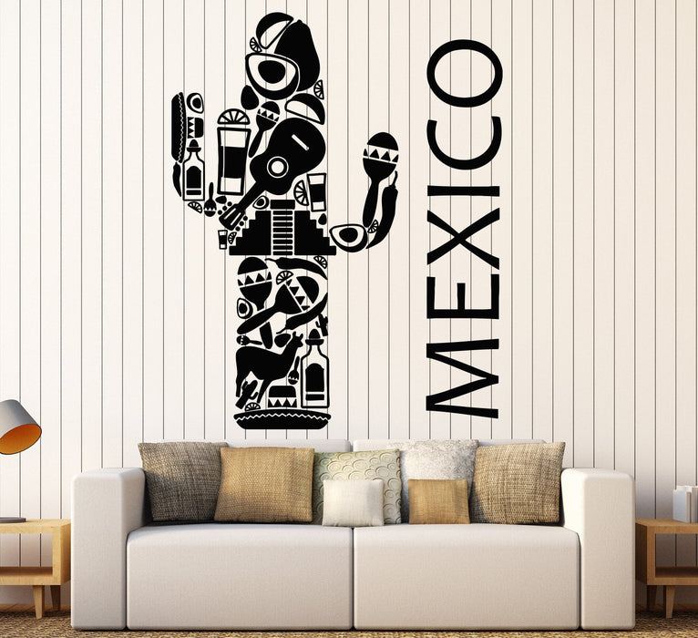 Vinyl Wall Decal Mexico Latin America Big Cactus Mexican Stickers Unique Gift (1237ig)