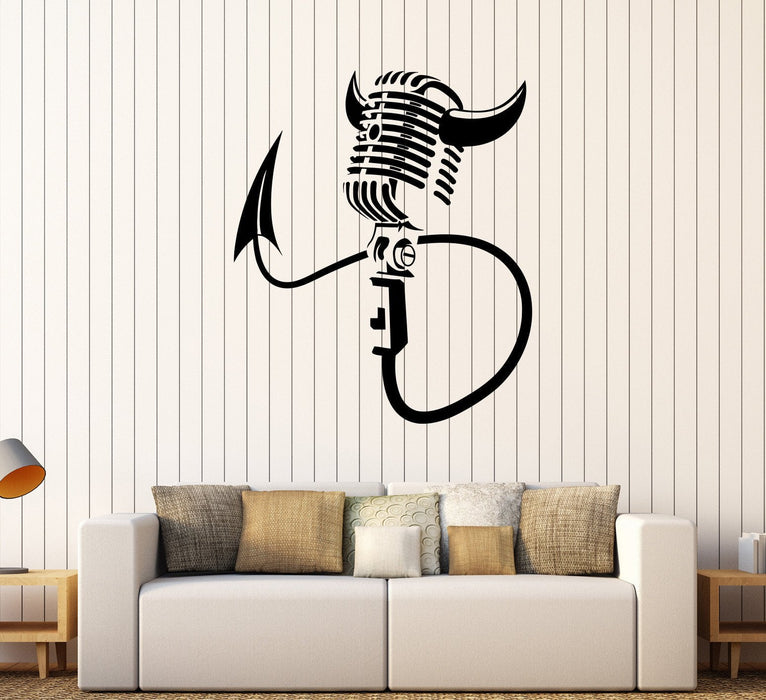 Vinyl Wall Decal Karaoke Microphone Singer Singing Devil Stickers Unique Gift (439ig)