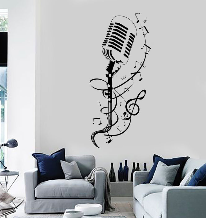 Vinyl Wall Decal Microphone Patterns Singing Karaoke Stickers Unique Gift (ig4022)