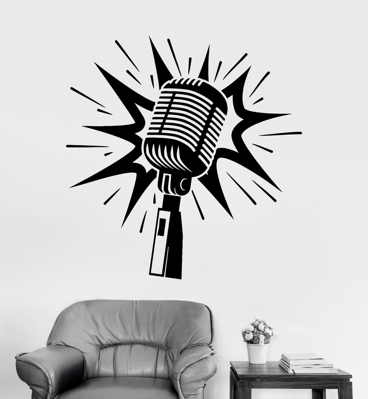Vinyl Wall Decal Microphone Karaoke Musical Art Stickers Unique Gift ...