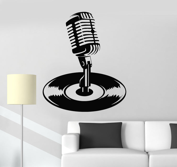 Wall Decal Microphone Vinyl Record Karaoke Music Musical Stickers Unique Gift (ig4824)