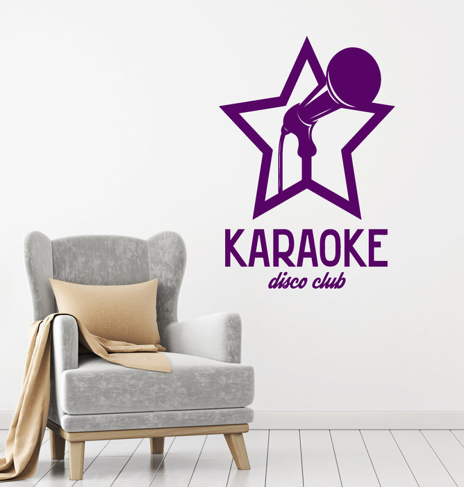 Vinyl Wall Decal Karaoke Disco Night Club Logo Microphone Song Stickers (4174ig)