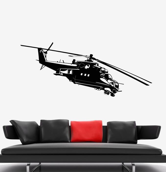 Vinyl Wall Decal Military Helicopter Apache Army War Soldier Stickers Unique Gift (1949ig)