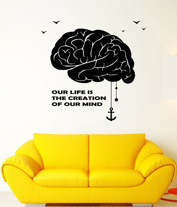 Vinyl Wall Decal Brain Mind Creative Quote Words Anchor Stickers Unique Gift (1764ig)