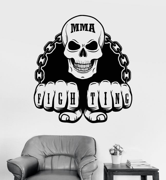 Vinyl Wall Decal MMA Martial Arts Fighting Skull Sports Fan Stickers Unique Gift (ig3263)