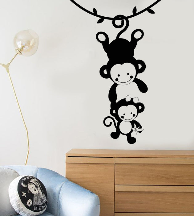 Funny Mother Child Monkeys Children's Room Decor Vinyl Wall Decal Family Sticker Unique Gift (1211ig)