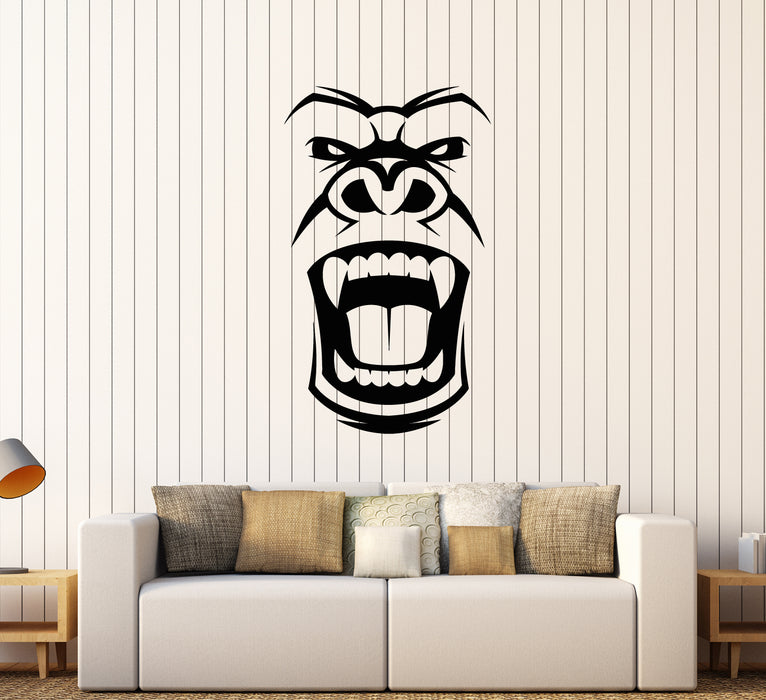 Vinyl Wall Decal Gorilla Evil Monkey Head Face African Mask Stickers (3580ig)