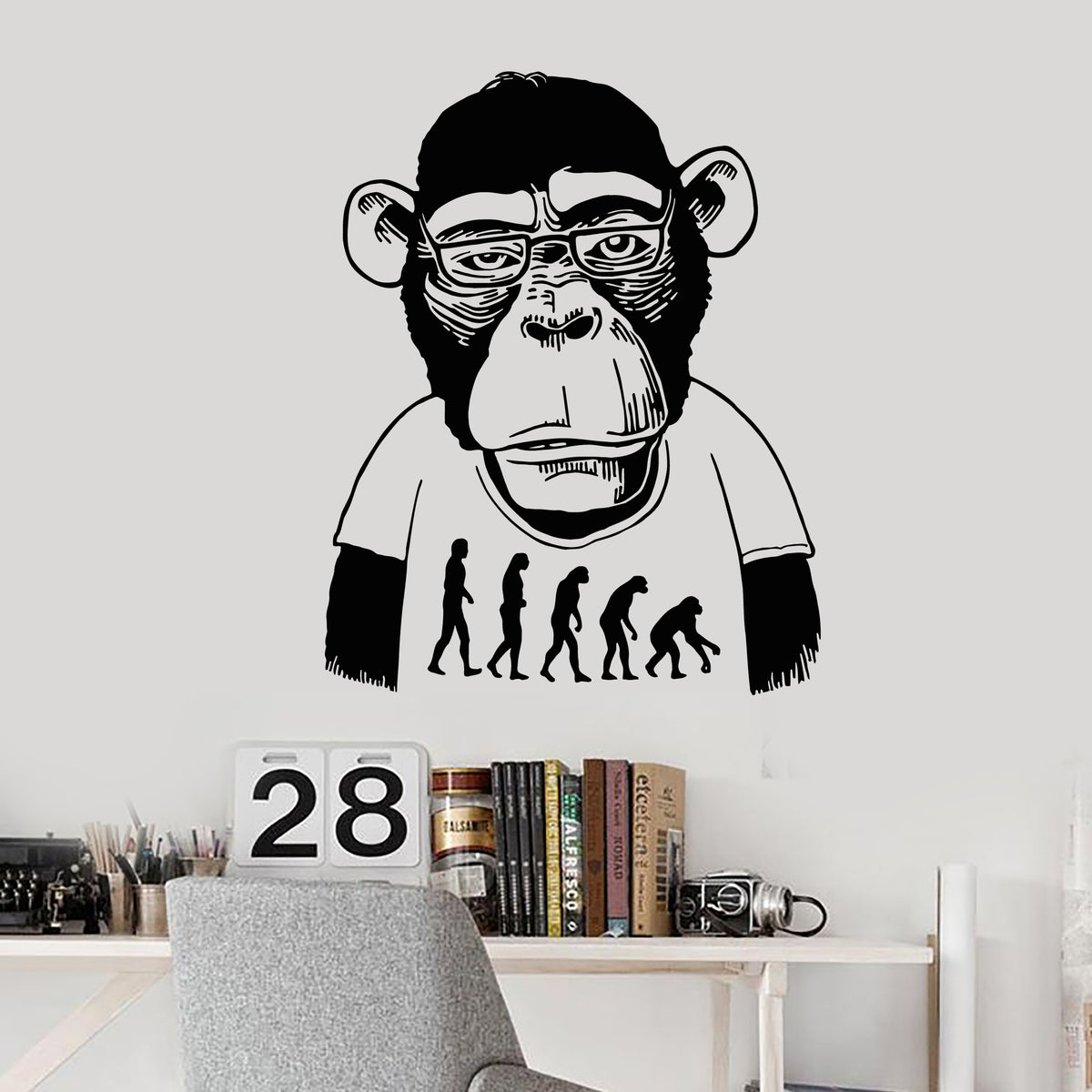 Vinyl Wall Decal Monkey Professor Bespectacled Funny Animal Stickers ( —  Wallstickers4you, image size:1200x1200