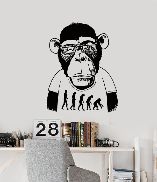 Vinyl Wall Decal Monkey Professor Bespectacled Funny Animal Stickers (3279ig)