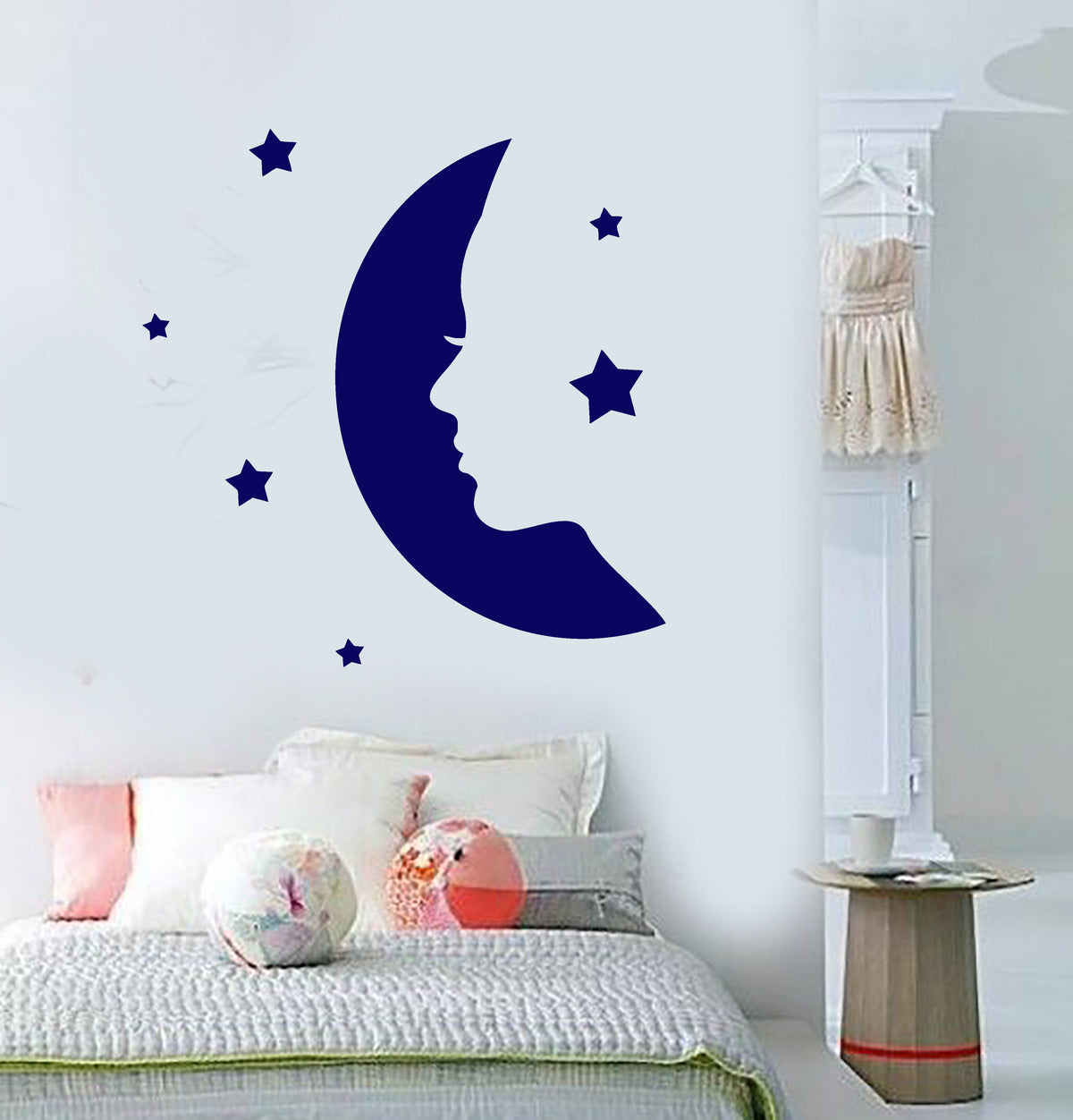 Moon Wall Decal Room Decor - Bedroom Wall Stickers - Moon Removable Wallpaper - Moon Wall Mural Vinyl Art Décor Sticker (24 x 24 Moon Wall Decal Room Decor - Bedroom Wall Stickers - Moon Removable Wallpaper - Moon Wall Mural Vinyl Art Décor Sticker (24 x 24