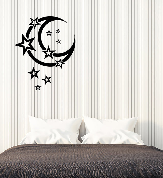 Vinyl Wall Decal Moon And Stars Crescent Decor For Bedroom Stickers (4111ig)