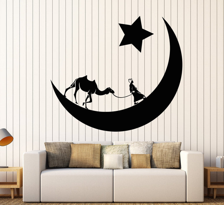 Vinyl Wall Decal Arabian Moon Stars Camel Desert Bedouin Stickers Unique Gift (1095ig)