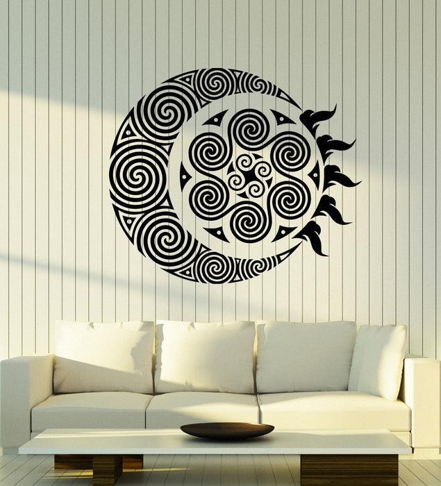 Vinyl Wall Decal Ethnic Style Decor Sun And Moon Illusion Geometric Stickers (2617ig)