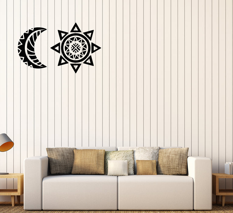 Autocollant mural en vinyle de style ethnique soleil et lune (3634ig)