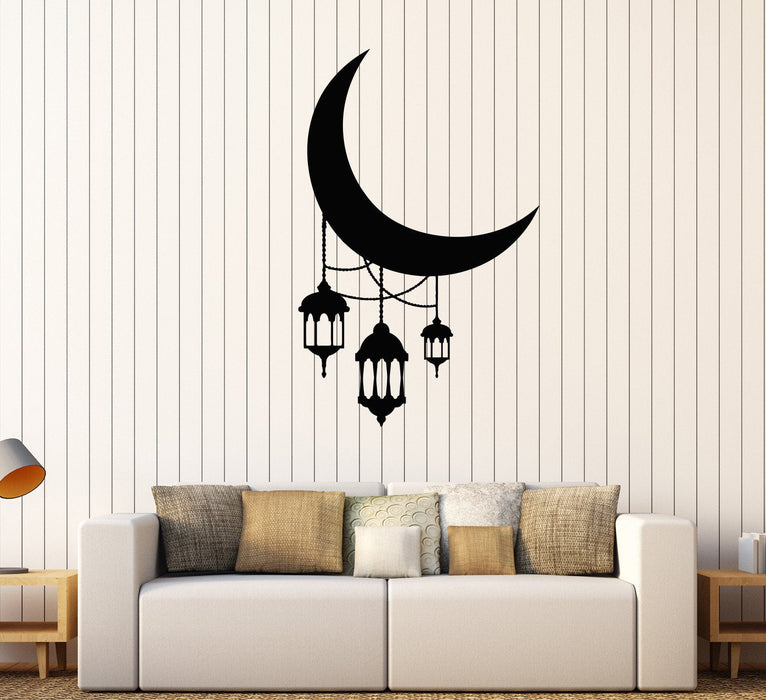 Vinyl Wall Decal Crescent Moon Lantern Lighting Arabic Stickers Unique Gift (633ig)