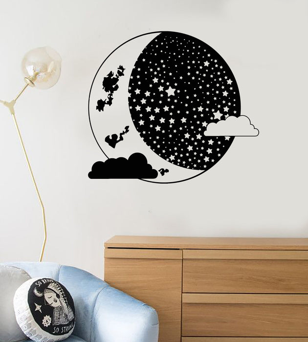 Vinyl Wall Decal Moon Crescent Clouds Bedroom Decoration Art Stickers Mural Unique Gift (ig5002)