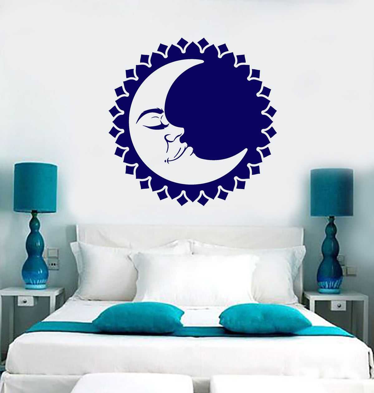 Vinyl Wall Decal Sun Moon Face Day Night Sleep Bedroom Decor Stickers ...