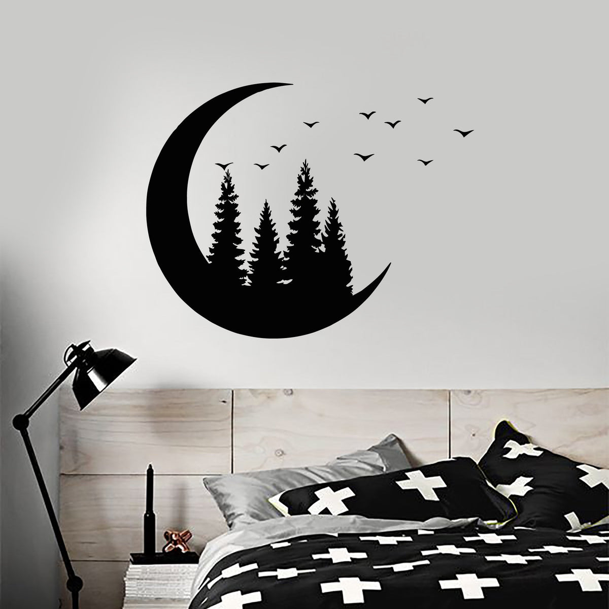 Vinyl Wall Decal Bedroom Abstract Moon Deer Animal Forest Stickers Mur —  Wallstickers4you