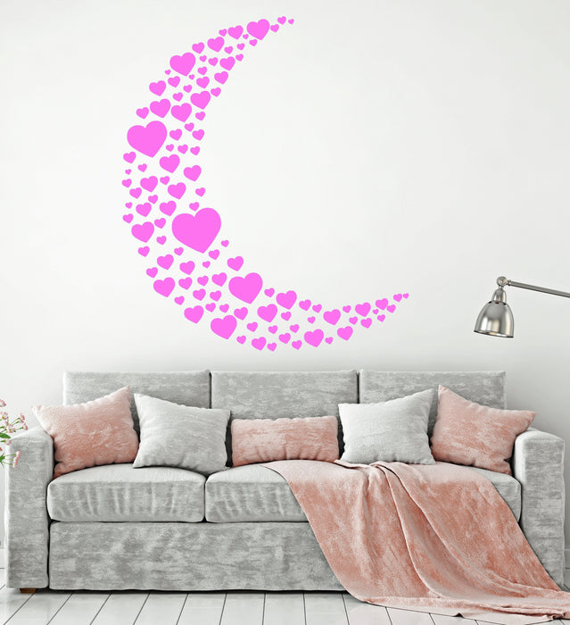 Vinyl Wall Decal Moon Heart Love Romance Girl Room Decor Stickers Unique Gift (1318ig)