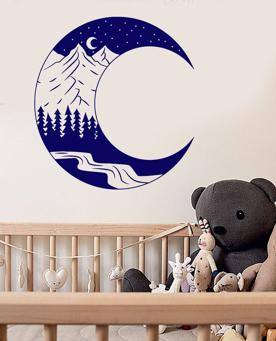 Vinyl Wall Decal Moon Landscape Forest Mountain Art Nature Stickers Unique Gift (1402ig)
