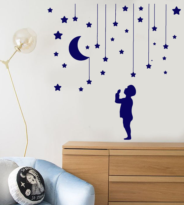 Vinyl Wall Decal Star Moon Little Boy Decor For Nursery Dream Stickers Unique Gift (1147ig)