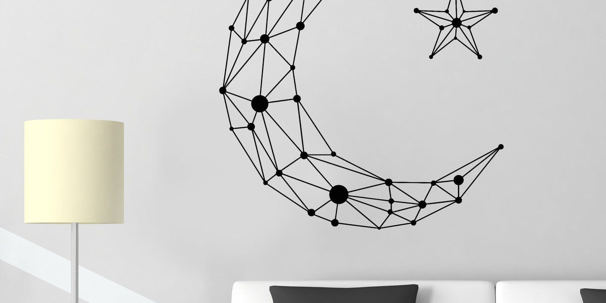 Vinyl Wall Decal Geometric Moon Star Art Decor Room Decoration Sticker ...