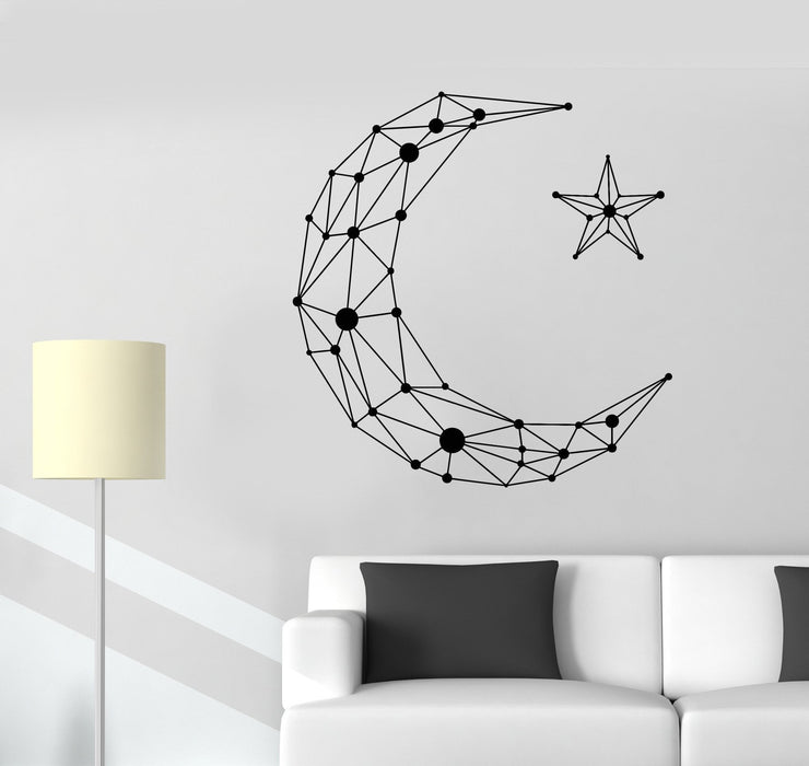 Vinyl Wall Decal Geometric Moon Star Art Decor Room Decoration Stickers Unique Gift (1392ig)