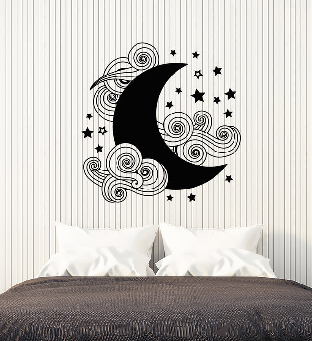 Vinyl Wall Decal Cartoon Abstract Moon Stars Bedroom Decor Stickers (2593ig)
