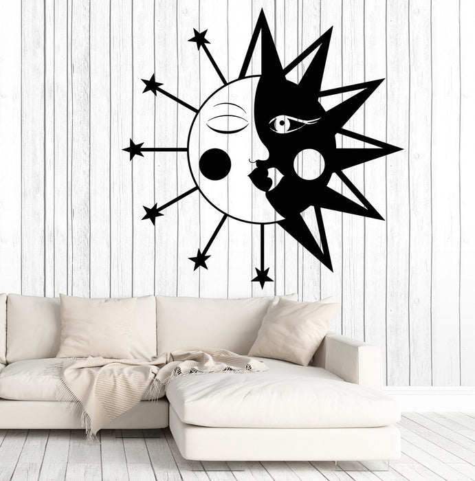Vinyl Wall Decal Geometric Moon Sun Stars Art Decor For Nursery Stickers Unique Gift (1282ig)