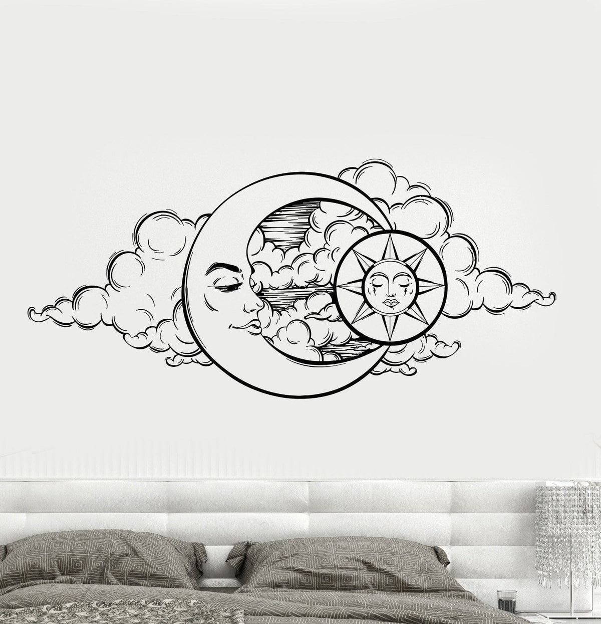 Vinyl Wall Decal Moon Sky Sun Night Bedroom Design Stickers Unique Gif ...