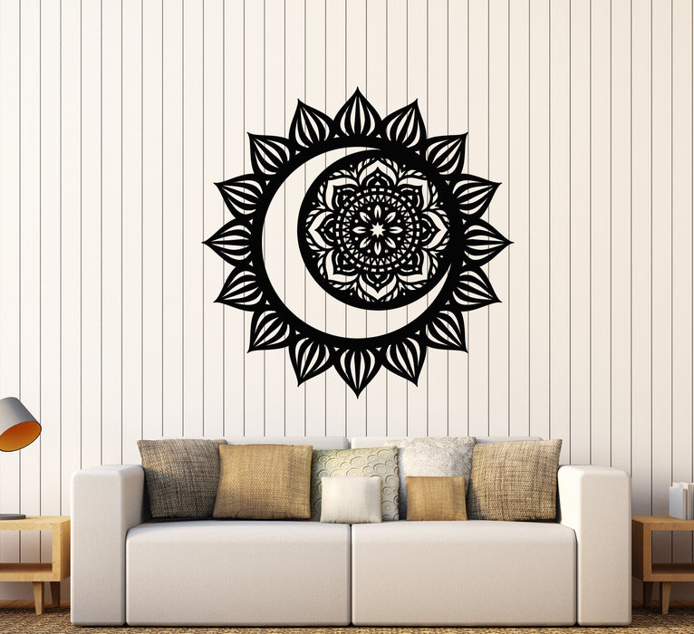 Vinyl Wall Decal Mandala Meditation Room Decor Sun And Moon Stickers (3181ig)