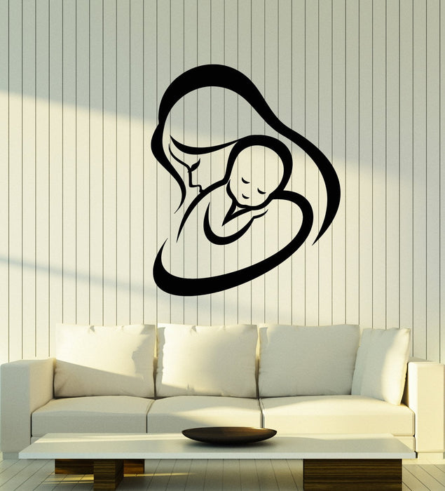 Vinyl Wall Decal Abstract Woman With Baby Children's Room Mother Stickers (2799ig)