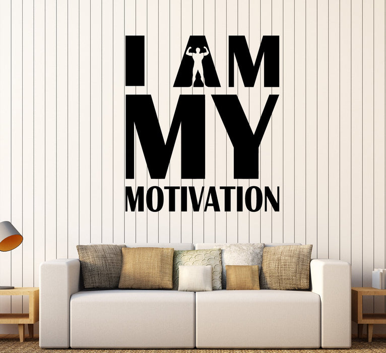 Vinyl Wall Decal Words I Am My Motivation Quote Sport Stickers (2293ig)