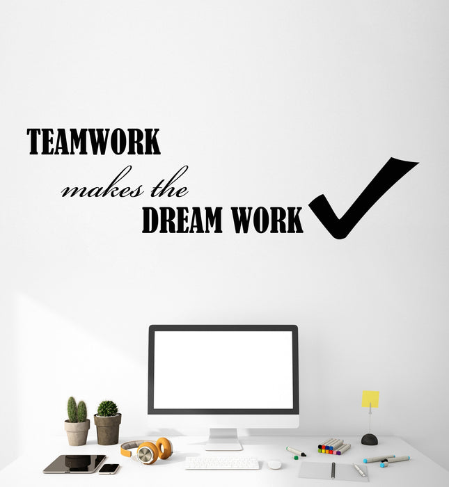 Vinyl Wall Decal Stickers Motivation Quote Words Teamwork Makes Dream Inspiring Letters 2332ig (22.5 in x 7 in)