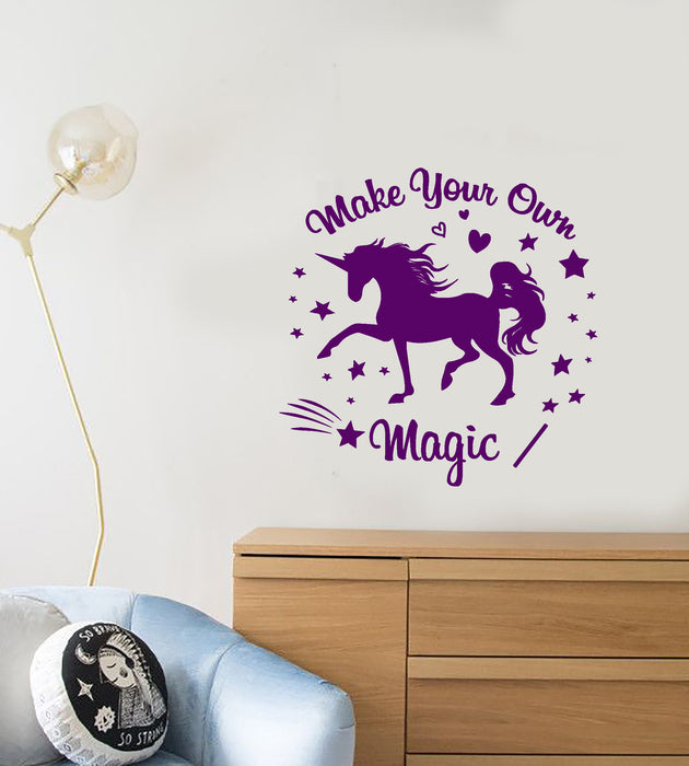 Vinyl Wall Decal Motivation Quote Fairy Tale Words Magic Unicorn Stickers (3738ig)
