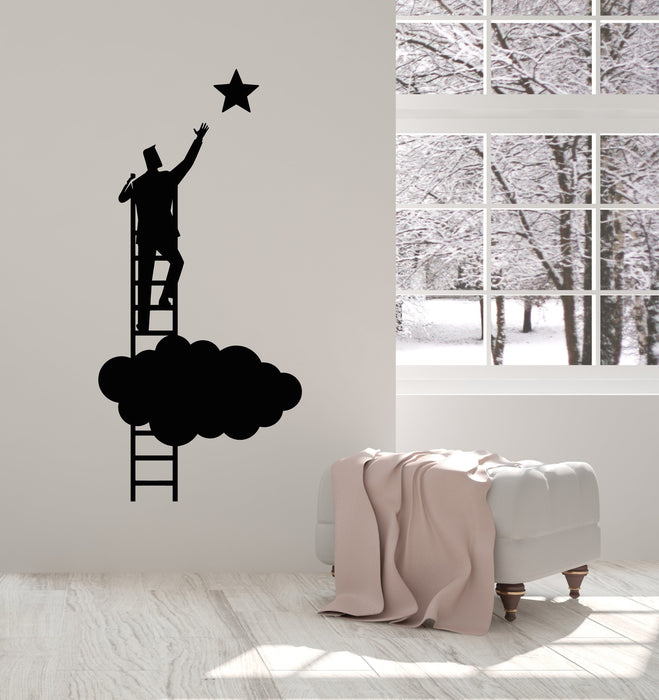 Vinyl Wall Decal Cartoon Man Career Ladder Dream Star Goal Stickers (2514ig)