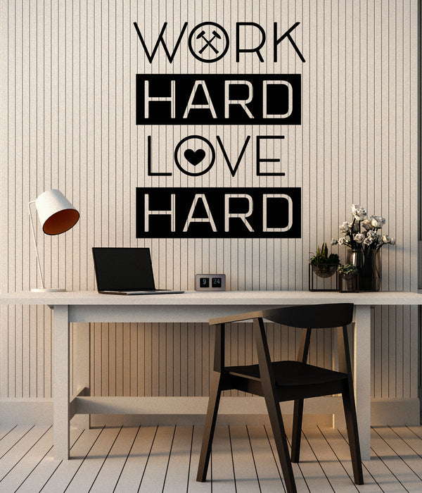 Виниловые наклейки на стены для дома и офиса Work Hard Love Hard Мотивационные цитаты (3252ig) 