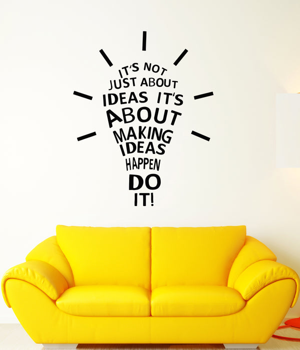 Vinyl Wall Decal Creative Light Bulb Idea Motivation Quote For Office Stickers (3409ig)