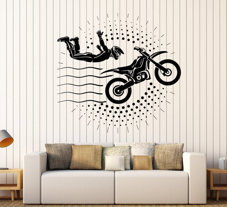 Vinyl Wall Decal Motorcyclist Stuntman Motorcycle Motorcycling Stickers Unique Gift (853ig)