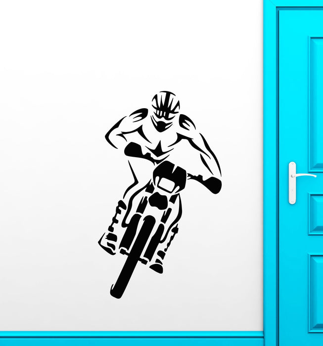 Vinyl Wall Decal Motocross Motorcycle Racing Driver Extreme Sport Stickers (2437ig)