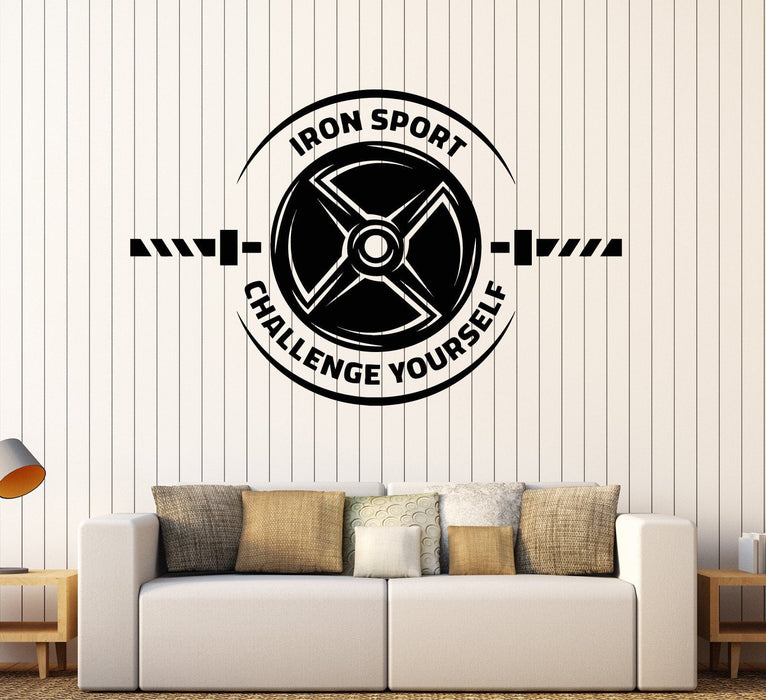 Vinyl Wall Decal Iron Sport Motivation Quote Muscle Gym Stickers Unique Gift (ig3748)