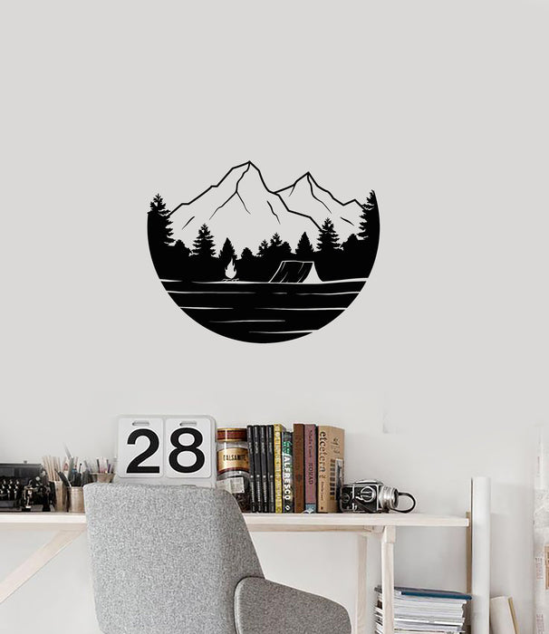 Vinyl Wall Decal Mountains Landscape Camping Traveling Stickers (3911ig)