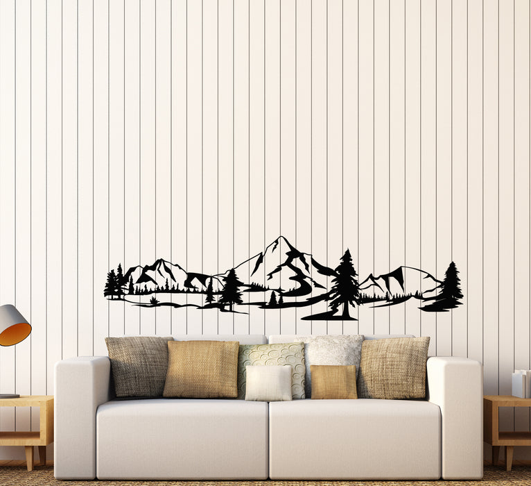 Vinyl Wall Decal Mountains Nature Forest Landscape Stickers (3605ig)