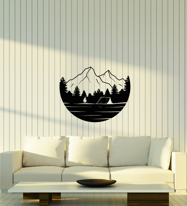 Vinyl Wall Decal Mountains Landscape Camping Traveling Stickers (3911ig)