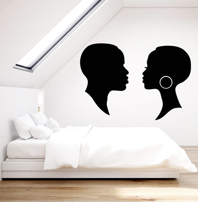Romantic Couple African Mister and Missis Man Woman Hair Salon Vinyl Wall Decal Sticker (2317ig)