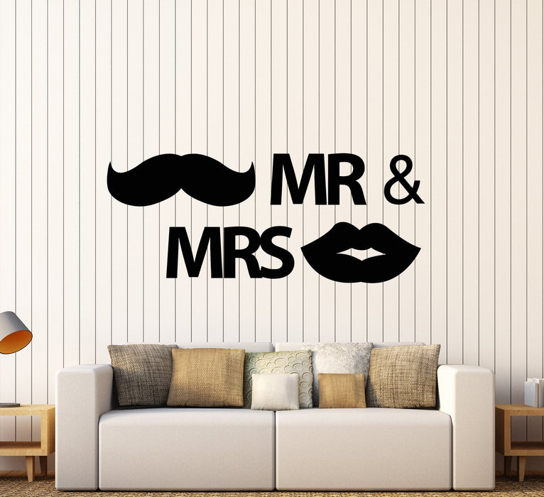 Vinyl Wall Decal Mr. and Mrs. Bedroom Decor Newlyweds Stickers (2338ig)