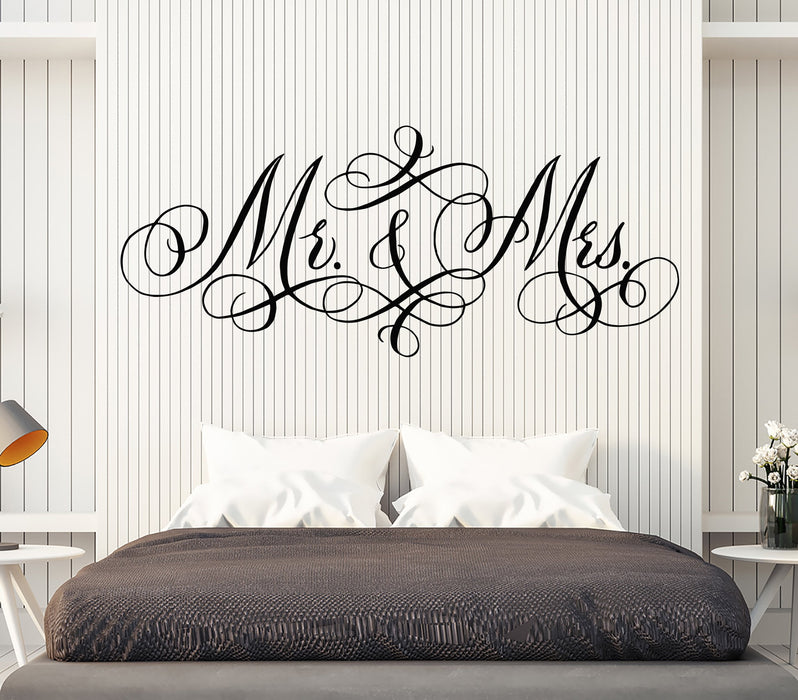 Autocollant mural en vinyle Salon de mariage Mr &amp; Mrs Boutique Love Logo Stickers Cadeau unique (1943ig)