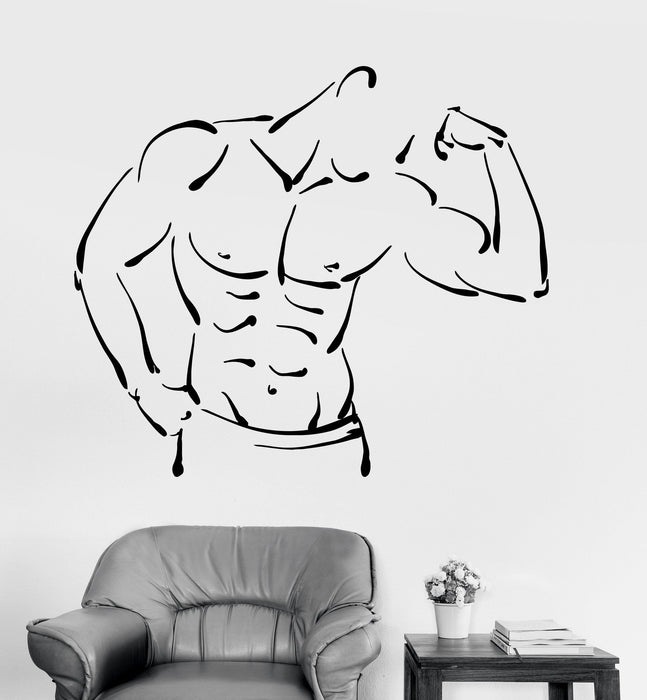 Vinyl Wall Decal Athletic Body Fitness Bodybuilder Muscled Stickers Unique Gift (ig3477)