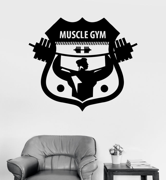 Vinyl Wall Decal Muscle Gym Fitness Bodybuilding Sports Motivation Stickers Unique Gift (ig3232)