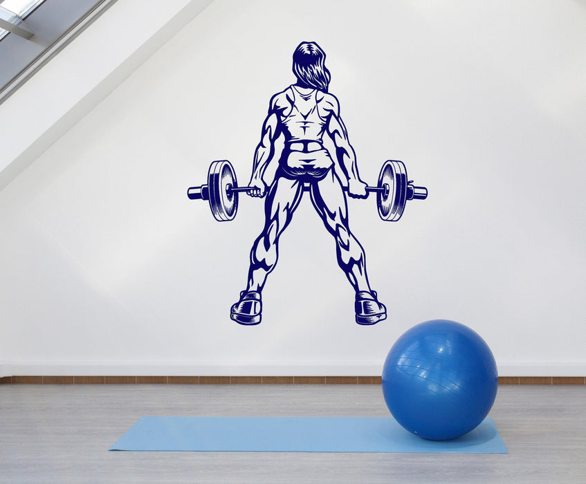 Vinyl Wall Decal Muscle Woman Gym Fitness Bodybuilding Sports Stickers Unique Gift (ig4569)
